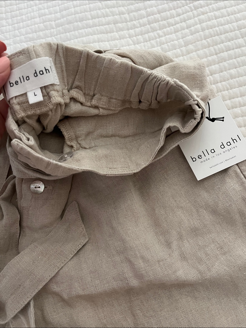 Button Front Trouser - Linen Sand - Picture 3 of 3